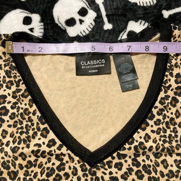 LIZ CLAIBORNE Leopard print long sleeve plus size top ~ VINTAGE XL 1X goth shirt - Picture 9 of 12